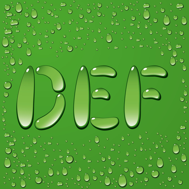 Water drop letters on green background - Vettoriali, immagini