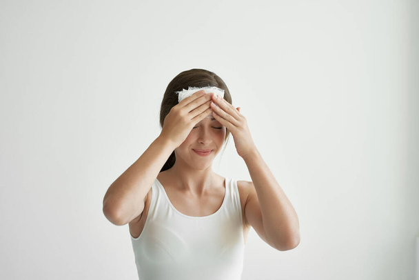 γυναίκα με πονοκέφαλο ψυχρού προβλήματος θεραπείας κατάθλιψη - Φωτογραφία, εικόνα
