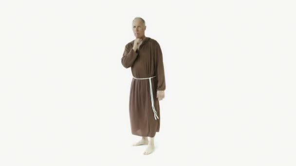 Monk showing silence sign - Footage, Video