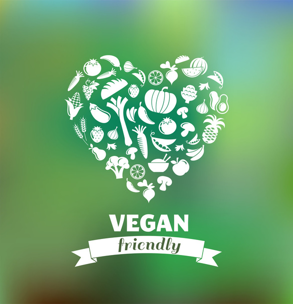 vegetarische en veganistische, gezonde biologische achtergrond - Vector, afbeelding
