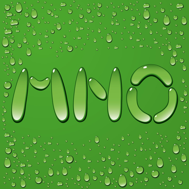 water drop letters op groene achtergrond - Vector, afbeelding