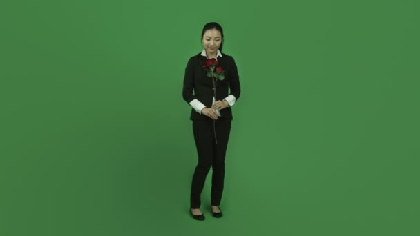 Happy woman with rose - Footage, Video