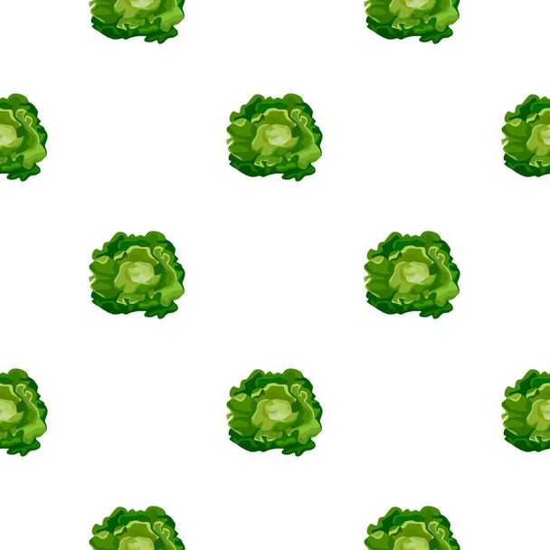 Bezešvé vzor Butterhead salát na bílém pozadí. Jednoduchá ozdoba se salátem. Šablona geometrické rostliny pro tkaniny. Návrhová vektorová ilustrace. - Vektor, obrázek