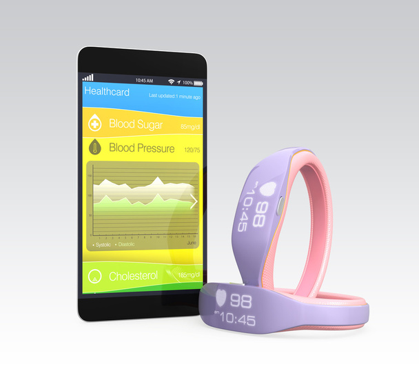 Blood pressure information synchronize from smart wristband - Photo, Image
