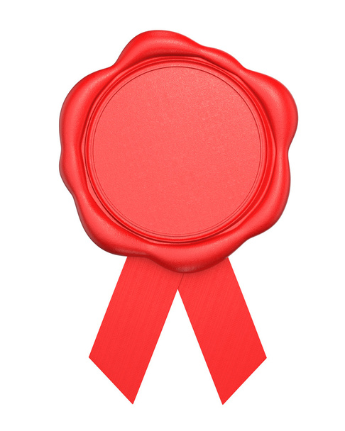 Selo de cera vermelha com espaço em branco isolado no fundo branco
 - Foto, Imagem