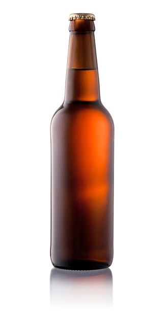 braune Bierflasche isoliert auf weißem Hintergrund - Foto, Bild