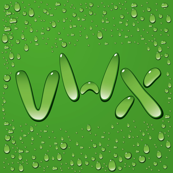 Letras de gota de agua sobre fondo verde
 - Vector, imagen
