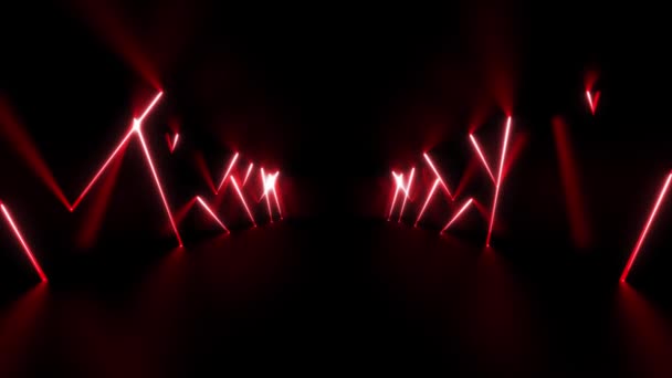 De beweging van rode laser in de donkere kamer. 3D Illustratie. - Video