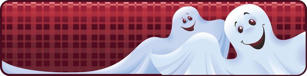 Halloween banner with ghosts - Vector, Image