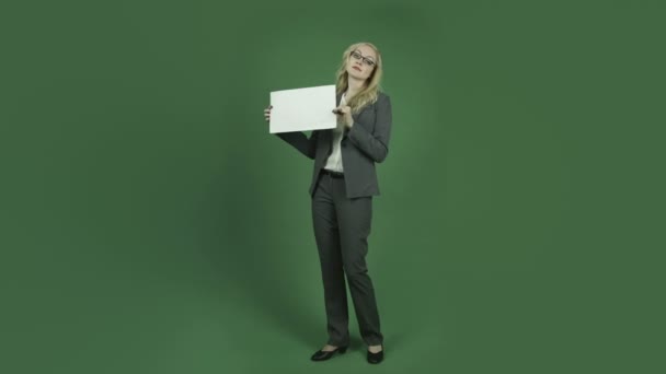 Businesswoman with blank sign - Footage, Video