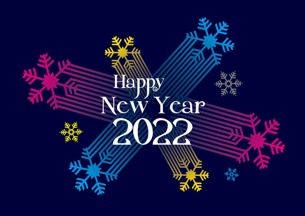 Happy New Year lettering with snowflakes, cmyk print colors.Illustration of luxury christmas motive on blue background. Vector available. - Vector, Image