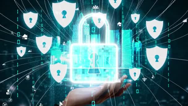 Технология шифрования кибербезопасности для защиты конфиденциальности данных - Кадры, видео