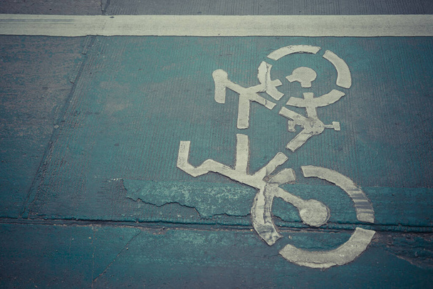 自転車の背景のためのサイン自転車レーン道路 - 写真・画像