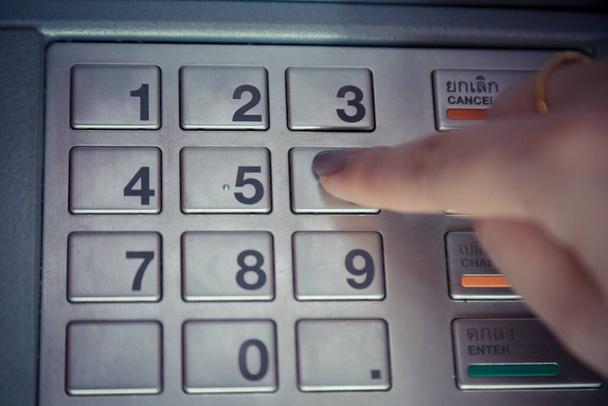 Druk op ATM EPP wachtwoord toetsenbord achtergrond - Foto, afbeelding