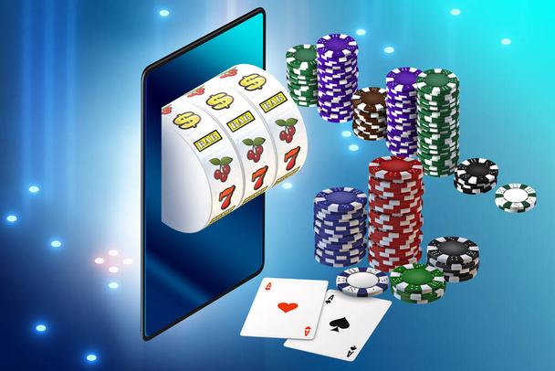 Koncepcja kasyna online - renderowanie 3D - Zdjęcie, obraz
