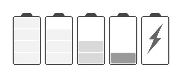 Moderní sada ikon baterií vektorové ilustrace izolované na bílém pozadí. - Vektor, obrázek