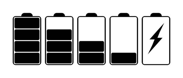 Moderne set van batterij pictogrammen vector illustratie geïsoleerd op witte achtergrond. - Vector, afbeelding