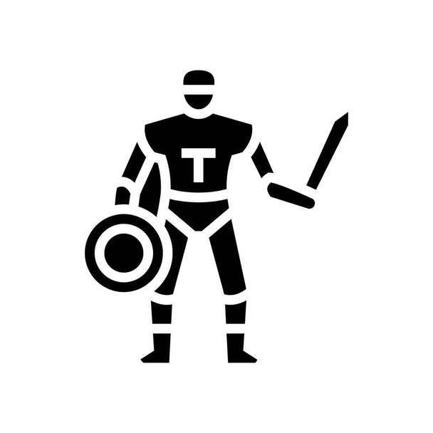 gladiator ancient greece warrior glyph icon vector. gladiator ancient greece warrior sign. isolated contour symbol black illustration - Vector, Image