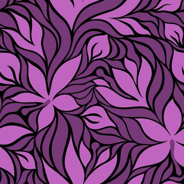 Seamless pattern with lilac flowers on a black background in a vector - ベクター画像