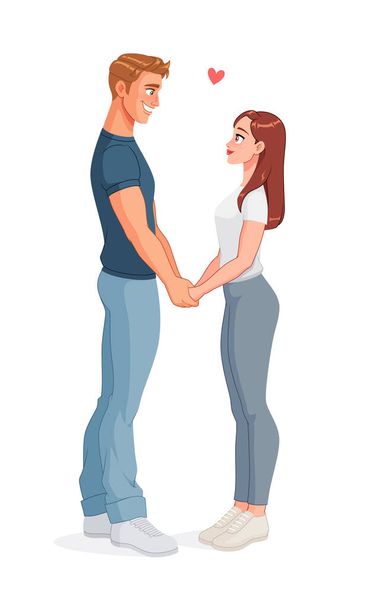 Happy couple in love holding hands. Isolated vector illustration. - Vector, Image
