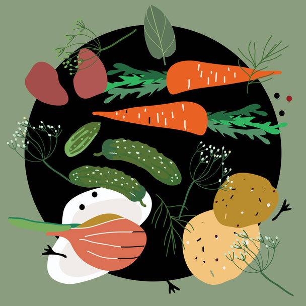 illustration with vegetables,  healthy food. - Vecteur, image