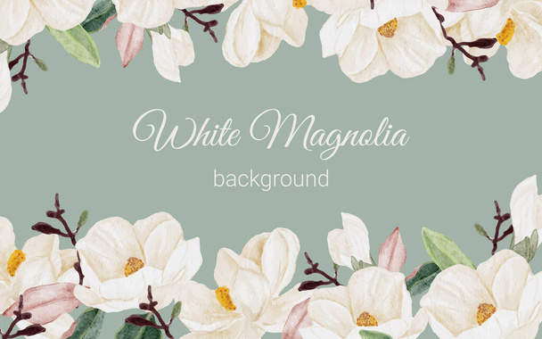 akvarell fehér magnólia virág ág csokor háttér - Vektor, kép