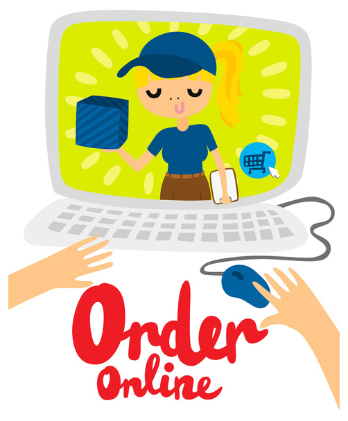 Online Sipariş ve teslimat - Vektör, Görsel