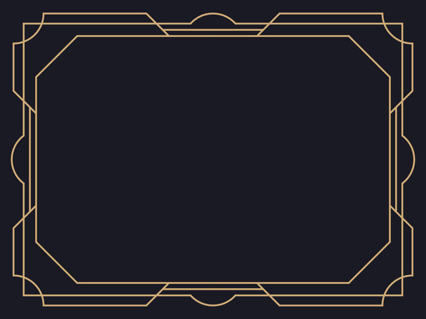Art deco frame. Vintage linear border. Design a template for invitations, leaflets and greeting cards. Geometric golden frame. The style of the 1920s - 1930s. Vector illustration - Vecteur, image