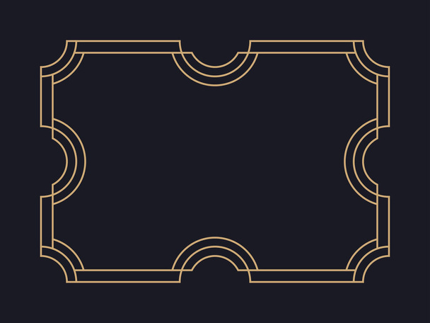 Art deco frame. Vintage linear border. Design a template for invitations, leaflets and greeting cards. Geometric golden frame. The style of the 1920s - 1930s. Vector illustration - Vettoriali, immagini