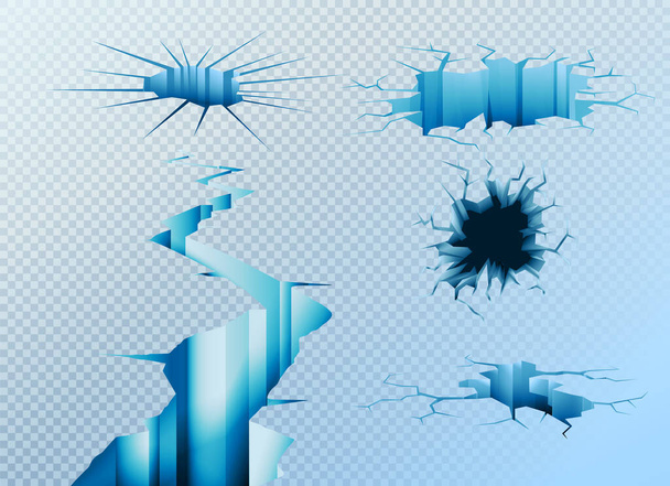 Ice Ground Cracks Collection - Vector, Image