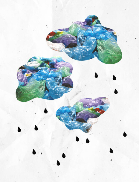Air pollution. Contemporary art collage, modern creative design. Idea, inspiration, saving environment, environmental care, warming of the Earths climate. - Photo, Image
