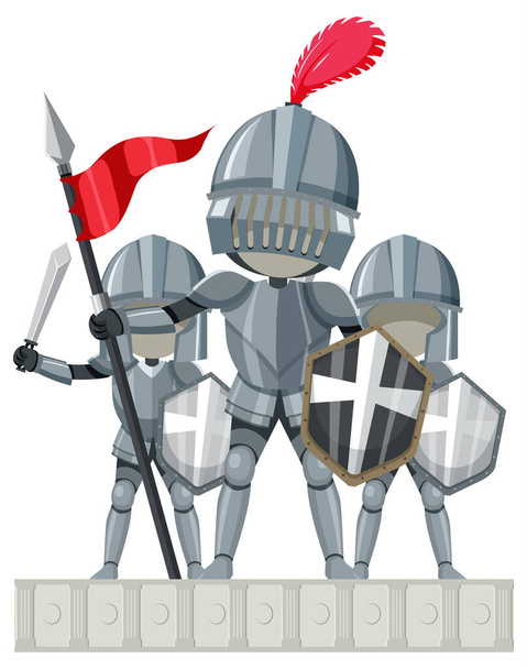 Ritter Cartoon-Figur auf weißem Hintergrund Illustration - Vektor, Bild