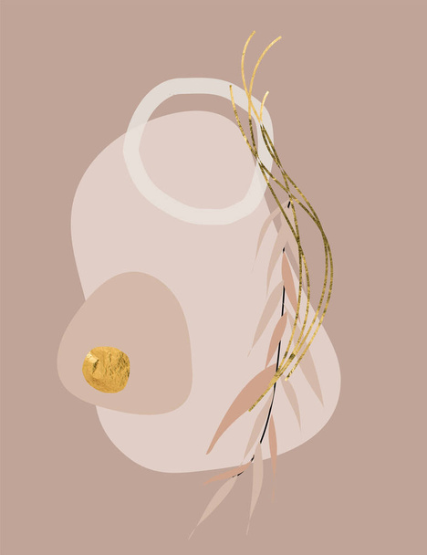абстрактная художественная иллюстрация современные органические формы и золотая фольга - Фото, изображение