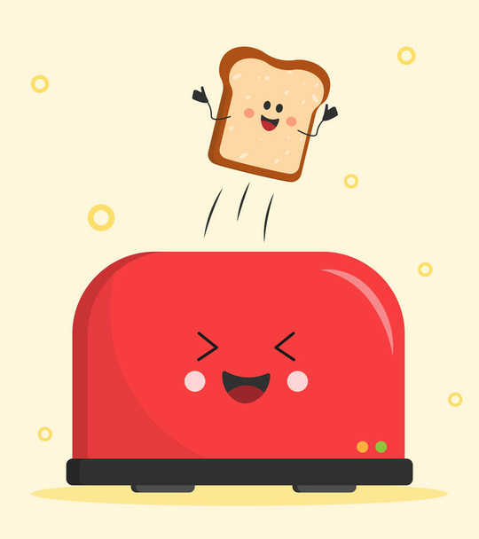 Bread pops out of toaster. - Vettoriali, immagini