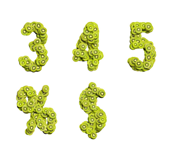 3 4 5, набір чисел з ківі, 3d ілюстрація
 - Фото, зображення