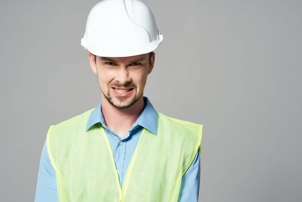 Man in working form construction work isolated background - Foto, Imagem