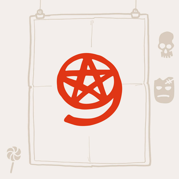 Nummer negen logo met een pentagram. Vector sjabloon voor uw Halloween poster ontwerp. - Vector, afbeelding