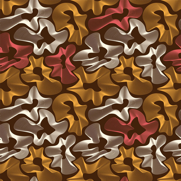 Nahtlose Formen von Wellenlinien im Muster. Einzigartiger Hintergrund für Druck, Verpackung, Textil, Textur - Vektor, Bild