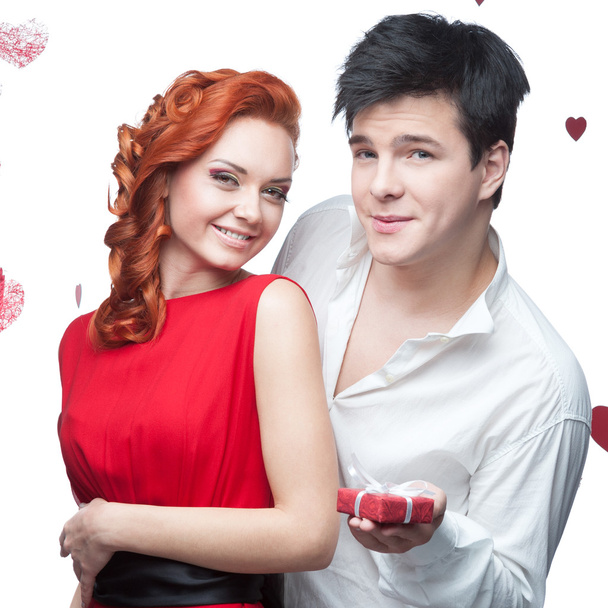 young smiling couple on valentines day - Фото, зображення