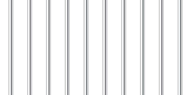 Realistic metal prison bars isolated on white background. Detailed jail cage, prison iron fence. Criminal background mockup. Creative vector illustration. - Vector, Image