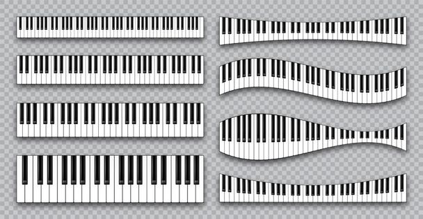Ρεαλιστική συλλογή κλειδιών πιάνου. Πληκτρολόγιο μουσικών οργάνων σε καρό φόντο. Εικονογράφηση διανύσματος. - Διάνυσμα, εικόνα