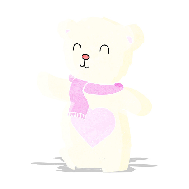καρτούν λευκό αρκουδάκι με καρδιά αγάπης - Διάνυσμα, εικόνα