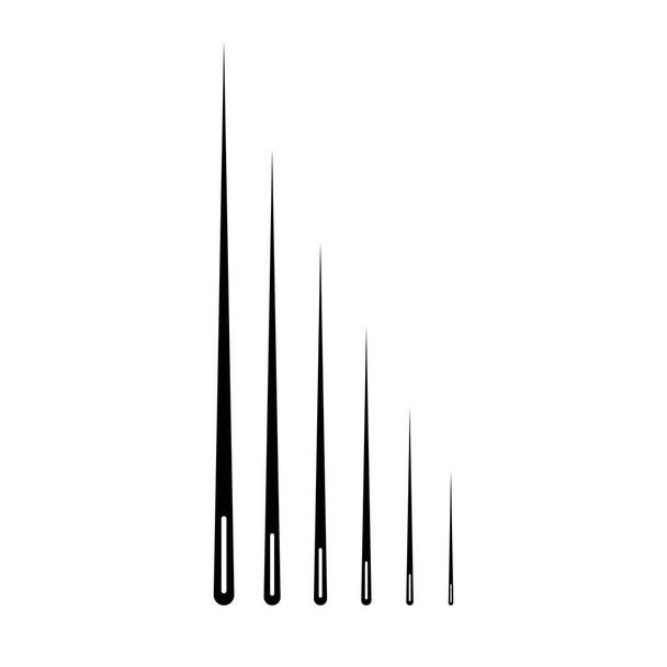 Six sizes of needles vector. - Vector, Image