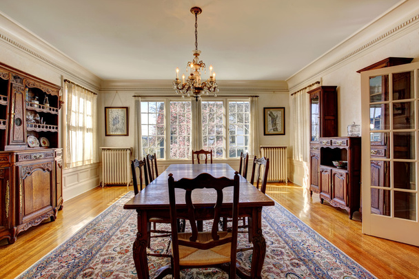 Large dining room in luxury house - Фото, зображення