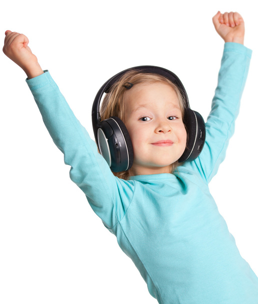 Little girl in headphones - Photo, Image