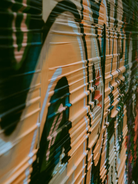 abstract graffiti, bright colors on stretch film - Photo, Image
