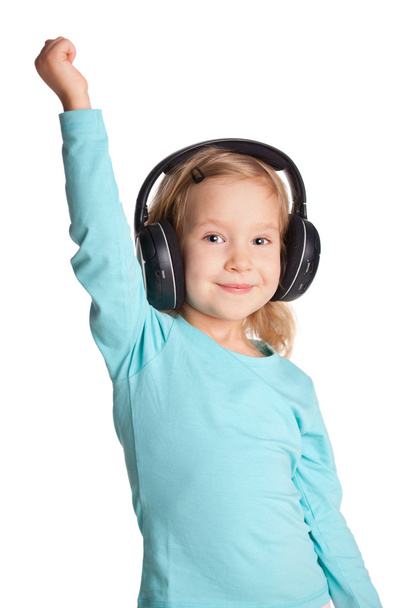 Little girl in headphones - Zdjęcie, obraz