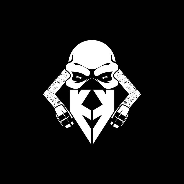 KK Monogram ESport Skull Mask Shape Style vektoros játék - Vektor, kép