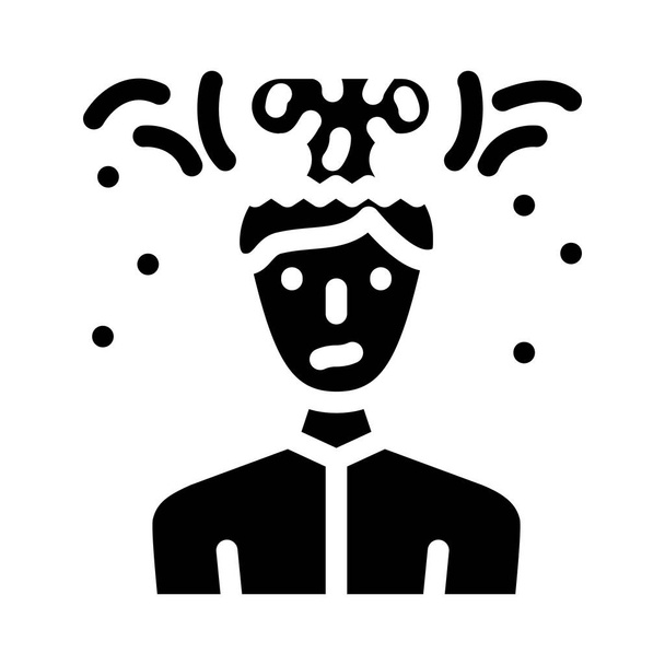 agy robbanás férfi glyph ikon vektor illusztráció - Vektor, kép