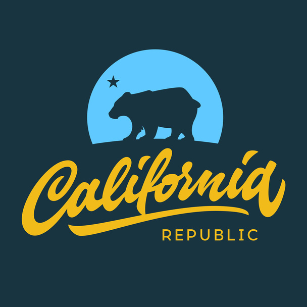 Винтажная ретро-калифорнийская республика каллиграфический дизайн одежды для футболок
 - Вектор,изображение